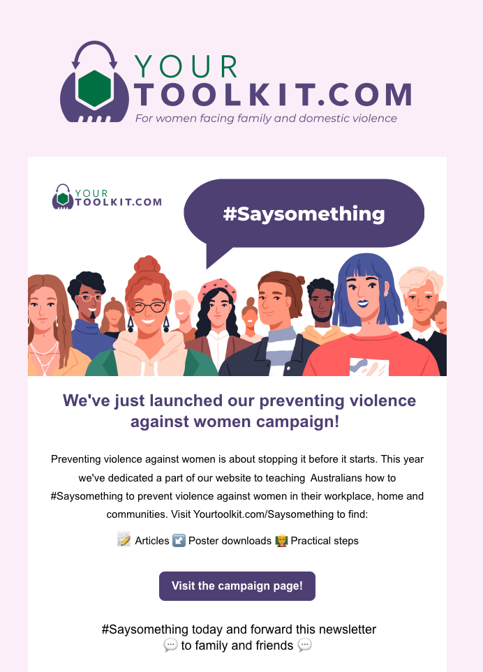 #Saysomething to end violence against women newsletter cover image