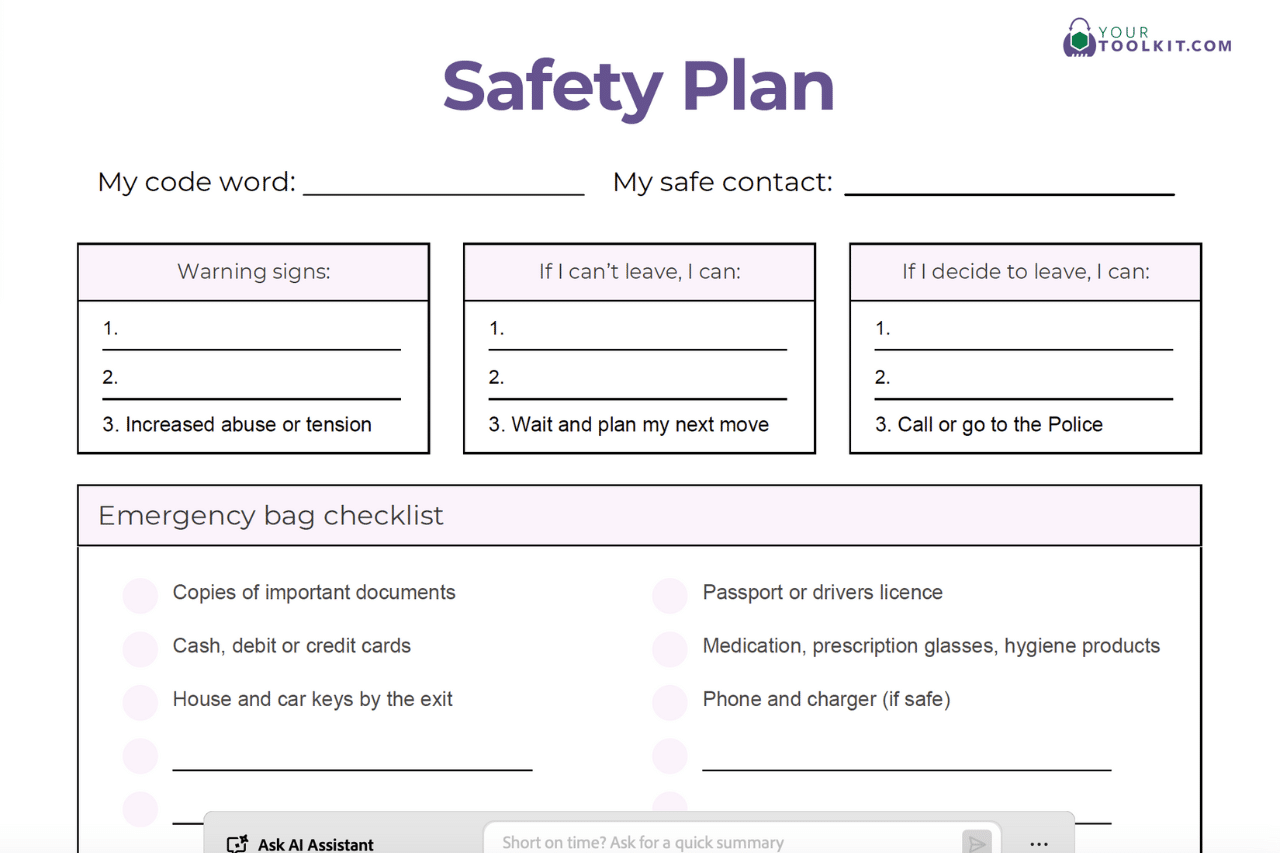 Safety Plan Template